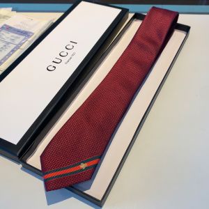 Gucci Tie with Bee Web Stripe Silk Burgundy