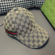 Gucci Baseball Hat with Web Stripe GG Supreme Canvas Navy Blue/Green