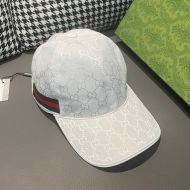Gucci Baseball Hat with Web Stripe GG Supreme Canvas White/Green
