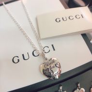 Gucci Blind For Love Heart Pendant Necklace In Silver