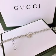 Gucci Butterfly Pattern Heart Pendant Bracelets In Silver