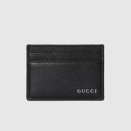 Gucci Card Case with Lettering Logo In Textured Leather Black