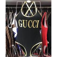 Gucci Crisscross Swimsuit with Logo Women Lycra Black
