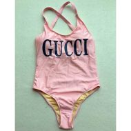 Gucci Crisscross Swimsuit with Logo Women Lycra Cherry