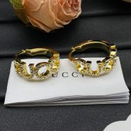 Gucci Crystals Letter Round Earrings In Gold