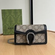 Gucci Super Mini Dionysus Crossbody Bag In GG Supreme Canvas Beige/Black