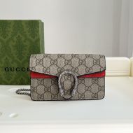 Gucci Super Mini Dionysus Crossbody Bag In GG Supreme Suede Beige/Red