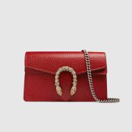 Gucci Super Mini Dionysus Crossbody Bag In Textured Leather Red