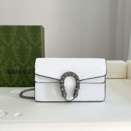 Gucci Super Mini Dionysus Crossbody Bag In Textured Leather White
