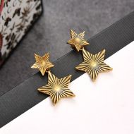Gucci Double Pentagram Pendant Earrings In Gold