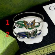 Gucci Enamel Butterfly Bracelet In Silver