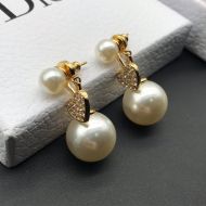 Gucci Heart Crystal Pearl Earrings In Gold