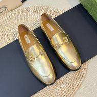 Gucci Horsebit Crystals Loafers Women Leather Gold