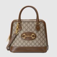 Gucci Small Horsebit 1955 Top Handle Bag In GG Supreme Canvas Beige/Brown