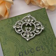 Gucci Interlocking G Crystal Star Brooch In Silver