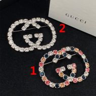 Gucci Interlocking G Crystals Brooch In Silver