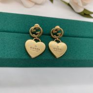 Gucci Interlocking G Heart Pendant Earrings In Gold