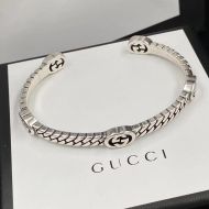 Gucci Interlocking G Textured Bracelet In Silver