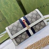 Gucci Large Jackie 1961 Chain Wallet In GG Supreme Canvas Beige/White