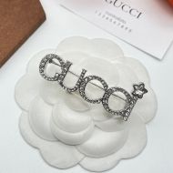 Gucci Letter Crystals Star Brooch In Silver