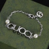 Gucci Letter Pearl Bracelets In Silver