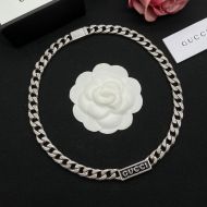 Gucci Logo Enamel Necklace In Silver