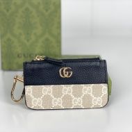 Gucci Marmont Key Holder In Leather and GG Supreme Canvas Apricot/Black