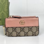 Gucci Marmont Key Holder In Leather and GG Supreme Canvas Beige/Ppnk