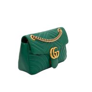 Gucci Small Marmont Flap Shoulder Bag In Matelasse Leather Green