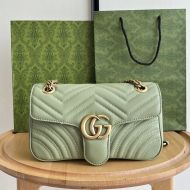 Gucci Small Marmont Flap Shoulder Bag In Matelasse Leather Mint Green