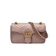 Gucci Small Marmont Flap Shoulder Bag In Matelasse Leather Nude