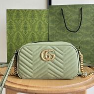 Gucci Small Marmont Shoulder Bag In Matelasse Leather Mint Green