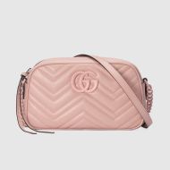 Gucci Small Marmont Shoulder Bag In Matelasse Leather Pink