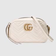 Gucci Small Marmont Shoulder Bag In Matelasse Leather White