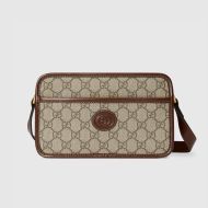 Gucci Mini Patch Bag With Interlocking G In GG Supreme Canvas Beige/Brown