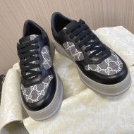 Gucci Platform Sneakers Unisex GG Supreme Canvas Black/White