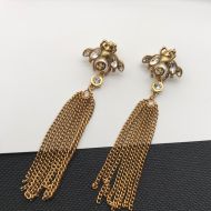 Gucci Retro Bee Diamond Tassel Earrings In Gold