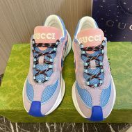 Gucci Run Sneakers Unisex Leather Grey/Blue
