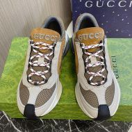 Gucci Run Sneakers Unisex Leather Grey/Brown