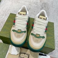 Gucci Screener Platform Sneakers Unisex GG Supreme Canvas With Leather Green