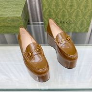 Gucci Vegas Platform Loafers Women Leather Brown