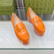 Gucci Vegas Platform Loafers Women Leather Orange