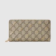 Gucci Large Zip Around Wallet with Horsebit Motif In GG Supreme Canvas Beige/Apricot